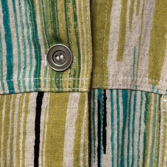 Chico's Green Tan Stripe Button Down Top Jacket Women's Small 4 Chico's Size 0 - Picture 7 of 14